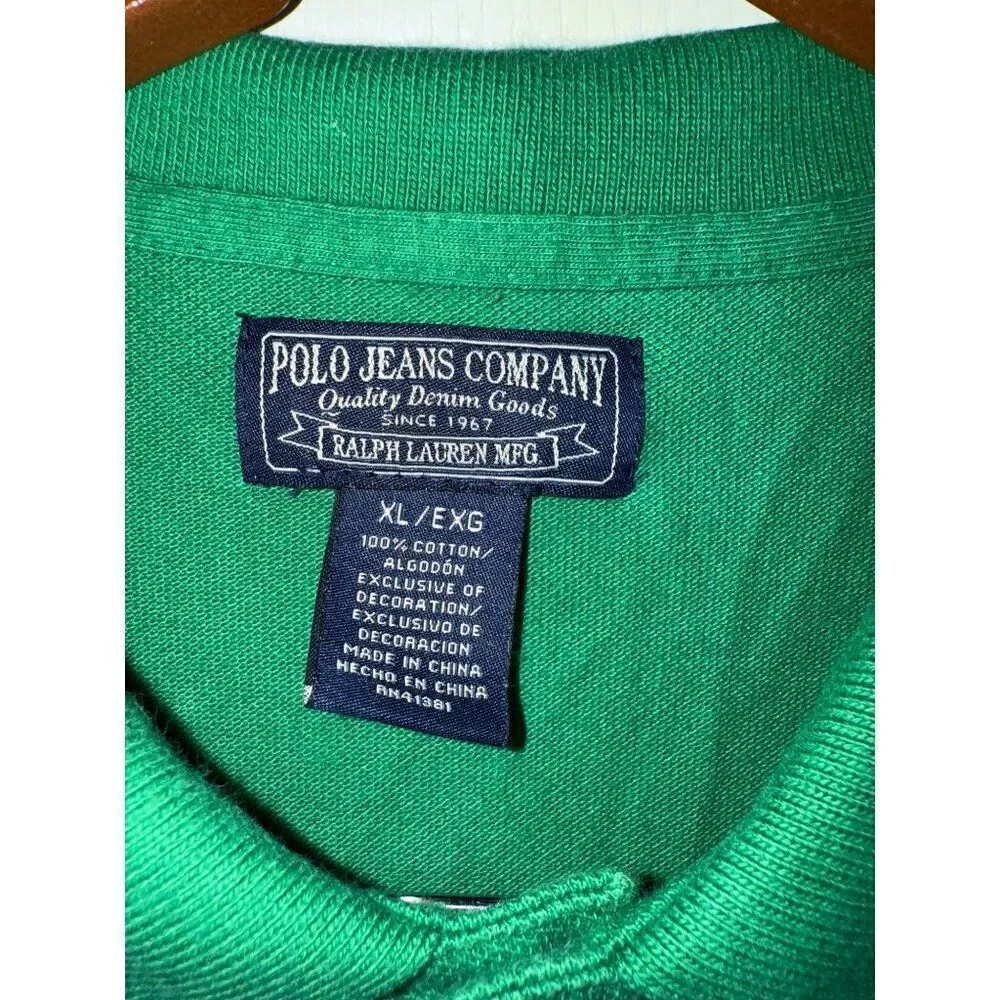 Polo Ralph Lauren Jeans Company Green Short‎ Sleeve Polo Shirt SIZE XL